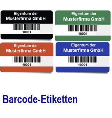 Etiketten f�r Ihr Firmeneigentum - beschriftbar, nummeriert, Wunschtex