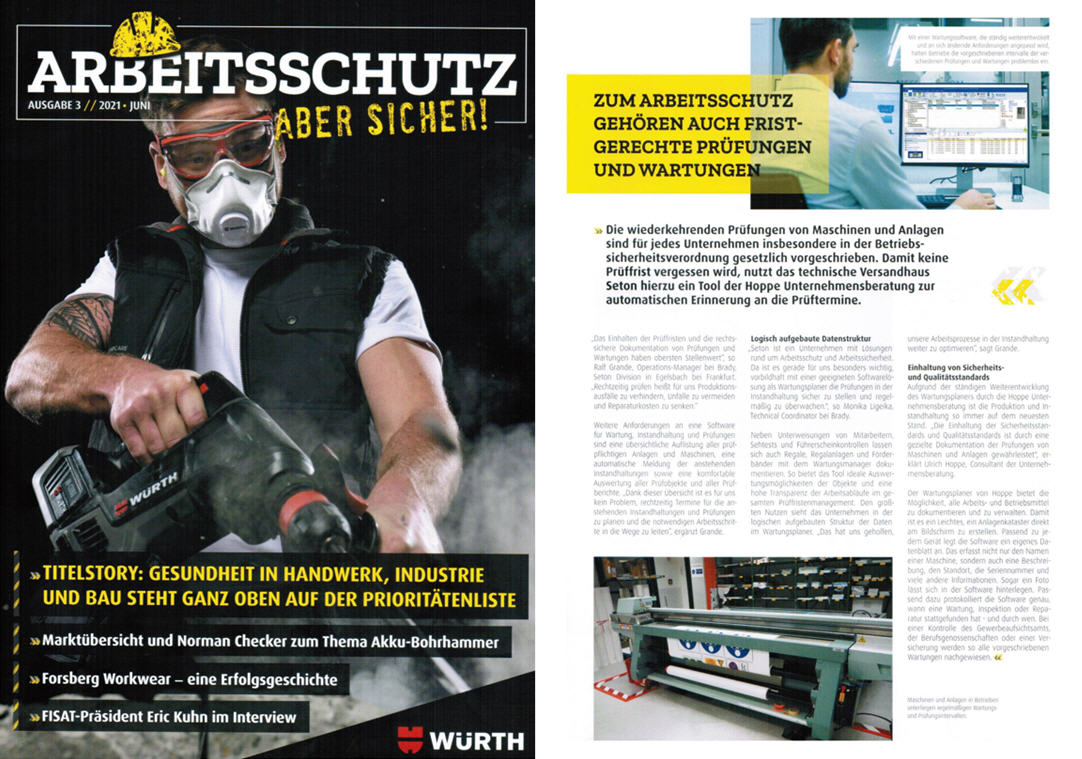 Arbeitsschutz aber Sicher/ 06-21 S-Zwei Verlag GmbH Zum Arbeitsschutz geh�ren fristgerechte Pr�fungen und Wartungen