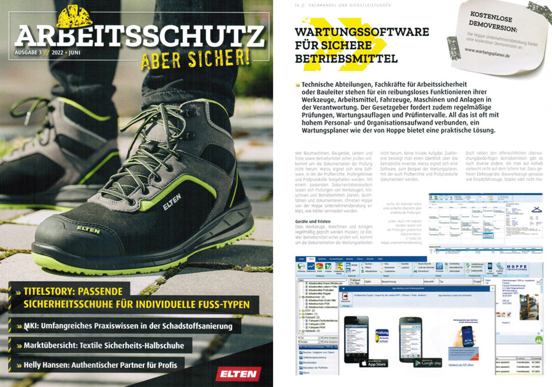 Arbeitsschutz aber Sicher/ 06-22 S-Zwei Verlag GmbH Wartungssoftware f�r sichere Betriebsmittel