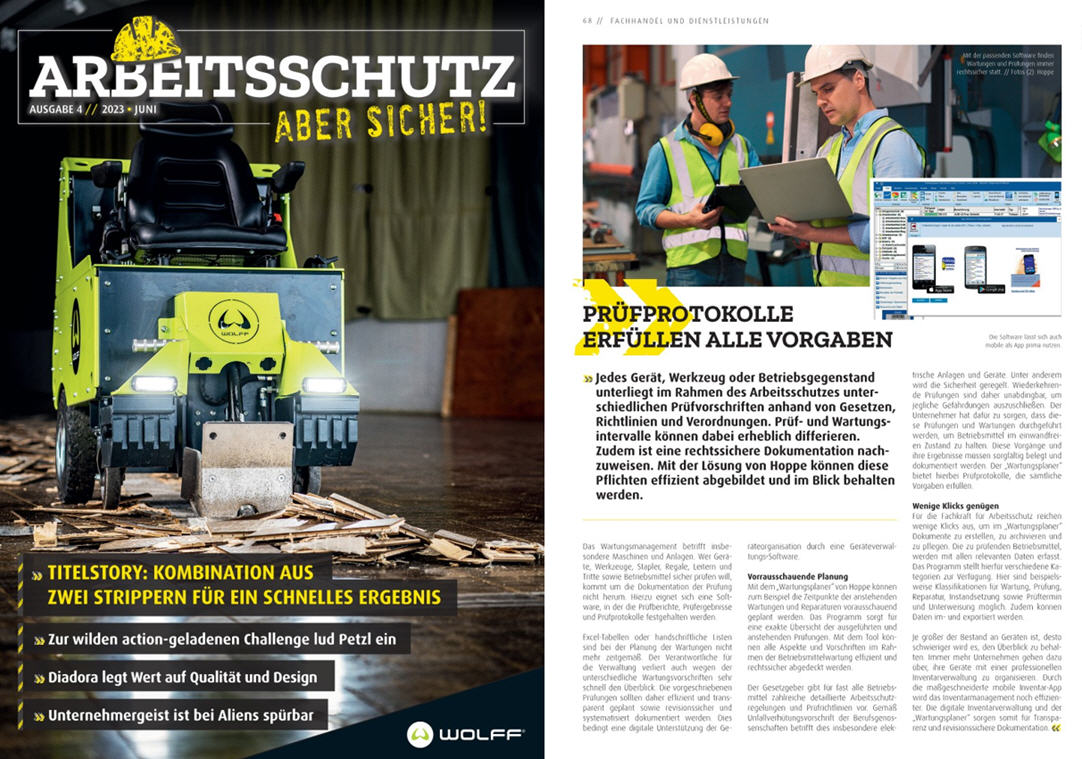 Arbeitsschutz aber sicher / 06-23 S-Zwei Verlag GmbH Pr�fprotokolle erf�llen alle Vorgaben