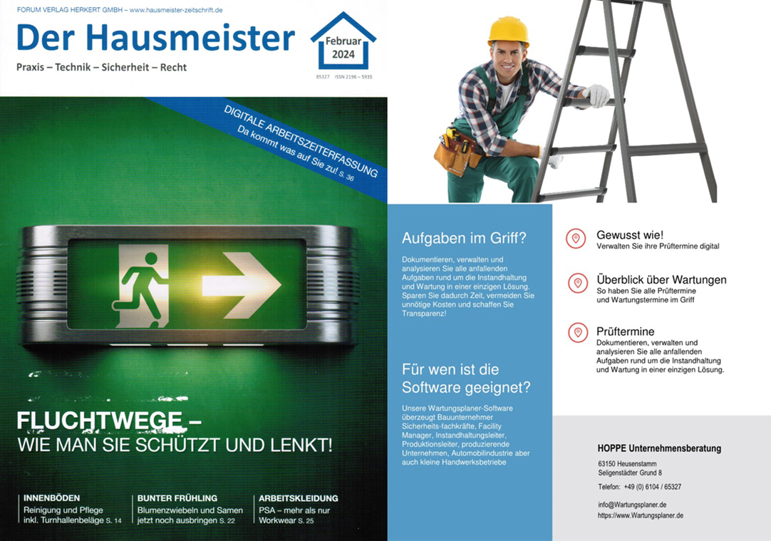 Der Hausmeister - Feb/24 - Forum-Herkert Verlag. Pr�f- und Wartungsplaner