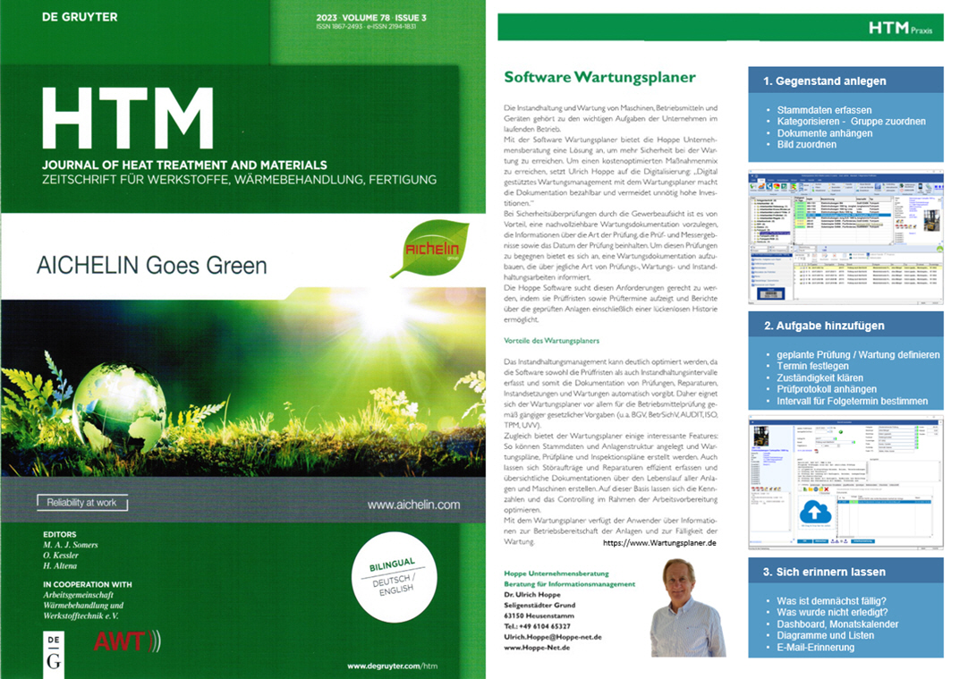 HTM Heat Treatment and Materials - De Gruyter  Aug/23. Betriebsmittelpr�fung gem�� g�ngiger gesetzlicher Vorgaben