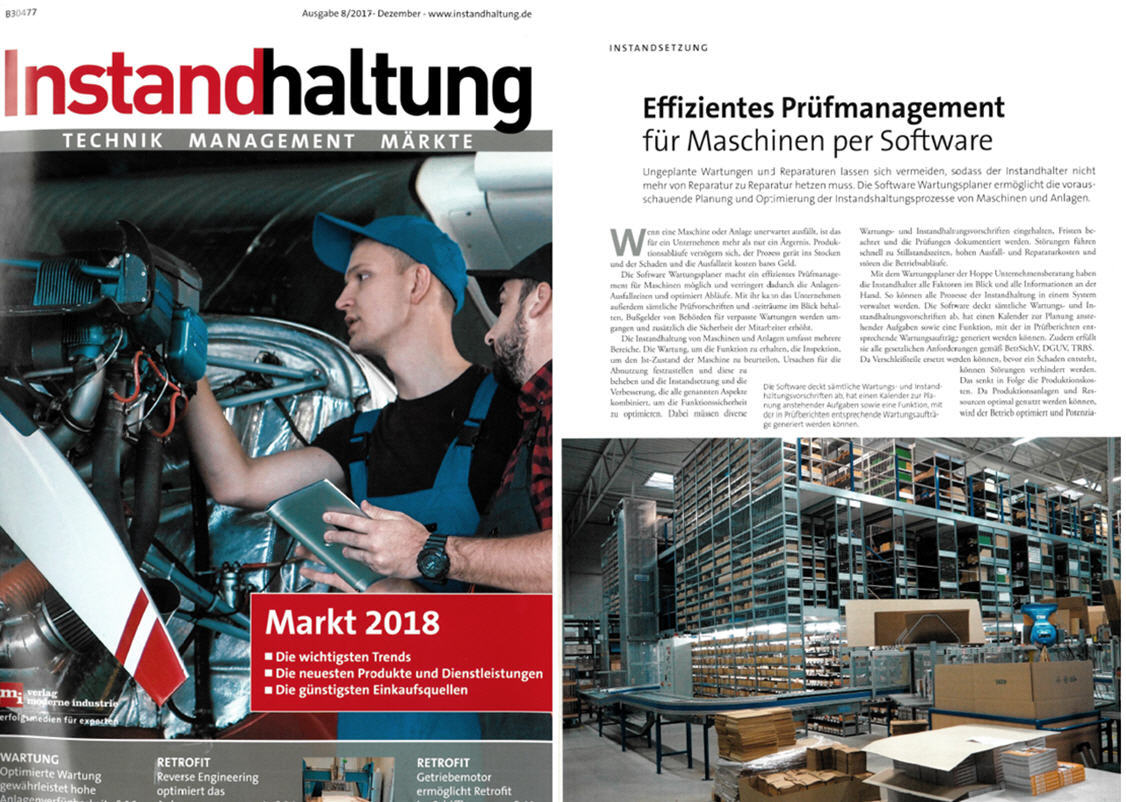 Instandhaltung 2017 12 Fachartikel Effizientes Pr�fmanagement f�r Maschine per Software