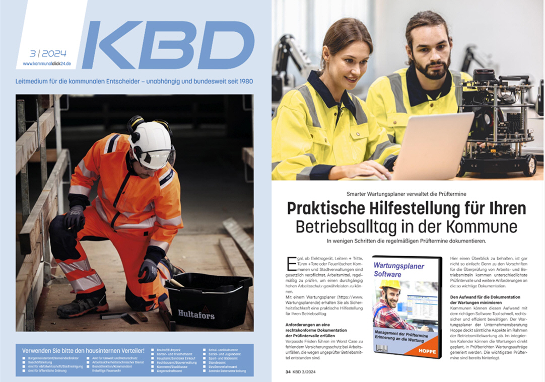 KBD Kommunaler Beschaffungsdienst - MUP-Verlag 03/24 Smarter Wartungsplaner verwaltet die Pr�ftermine