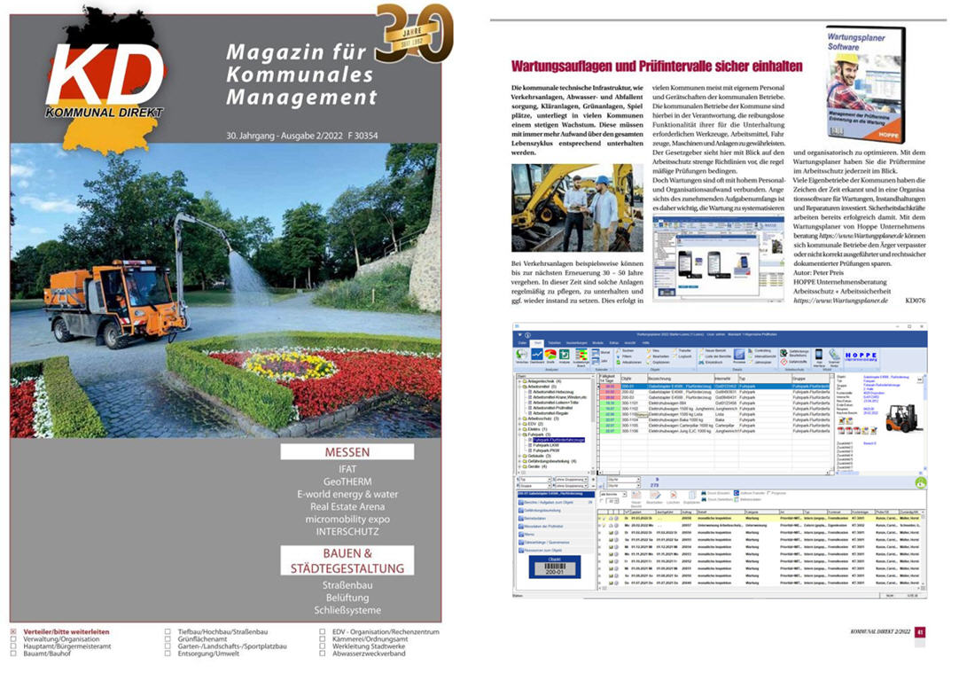 KOMMUNAL DIREKT/ 05-22 B2B Verlagsgruppe Macke GmbH,  Wartungsauflagen und Pr�fintervalle sicher einhalten