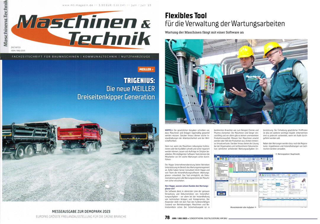 Maschinen & Technik Juni/23. M&T Verlags OHG - Flexibles Tool f�r die Verwaltung der Wartungsarbeiten