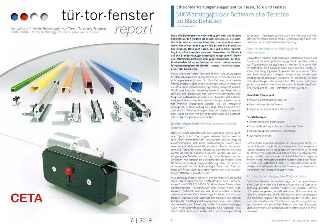 T�r Tor Fenster Report  - Effizientes Wartungsmanagement f�r T�ren, Tore und Fenster