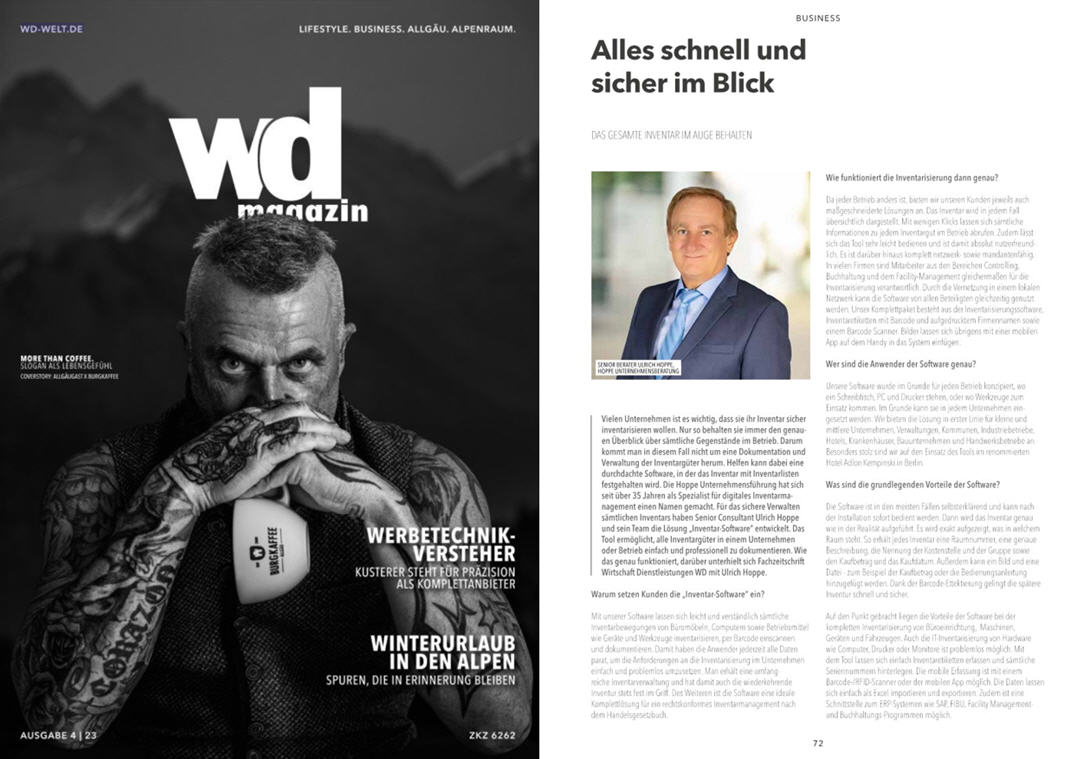 Wirtschaft Dienstleistungen WD-Welt / 12-23 ALPEN-VERLAGSGRUPPE OHG, Spezialist für digitales Inventarmanagement